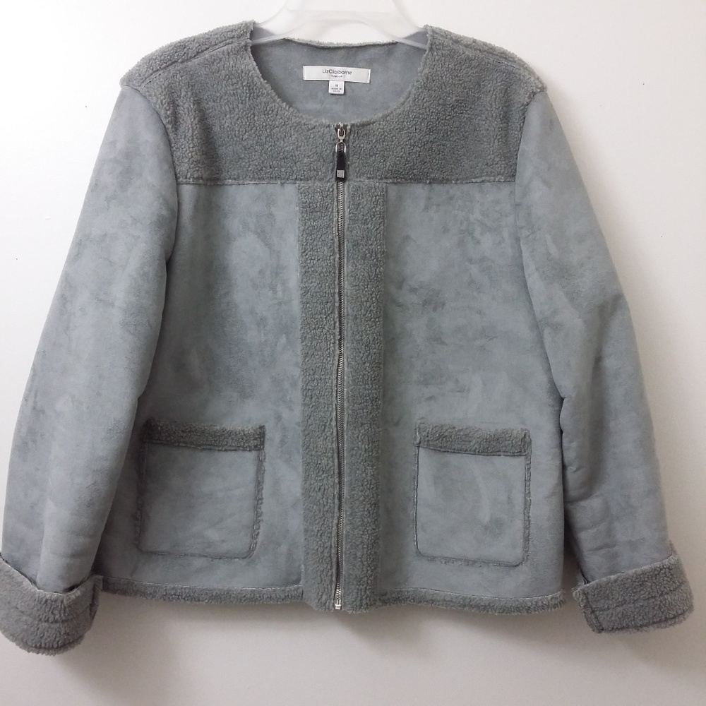 Liz Claiborne Woman Faux Suede Gray Coat